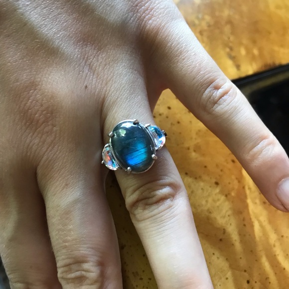 Natural Labradorite Mystic Topaz Sterling Silver Ring - Picture 1 of 8